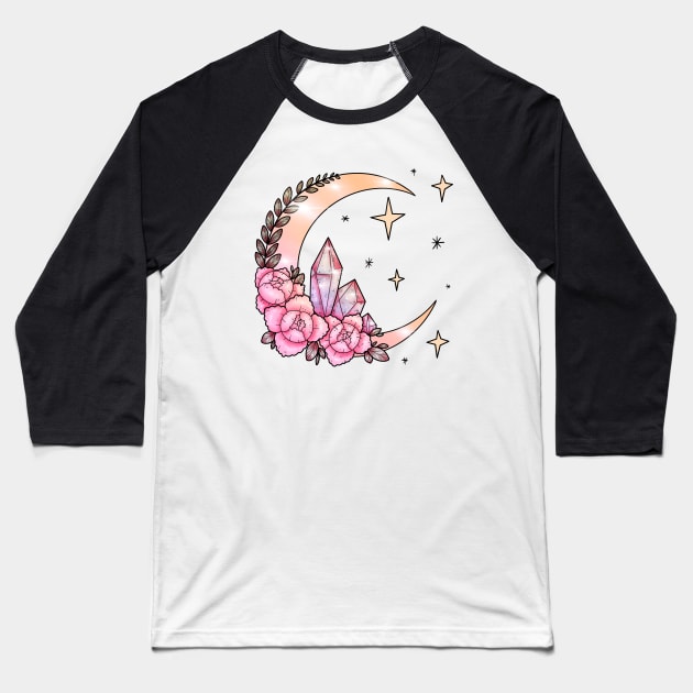 Moon & Crystals Baseball T-Shirt by chiaraLBart